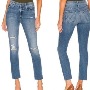MOTHER The Mid Rise Dazzler Ankle Fray Jeans Weekend Warrior Size 29